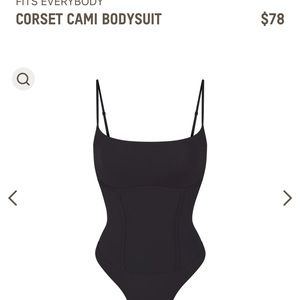 NWT Never Worn Skims Fits Everybody Corset Cami Bodysuit Color Onyx Size Medium